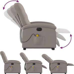 vidaXL Podnoszony fotel masujący, elektryczny, rozkładany, kolor taupe 7
