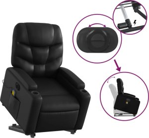 vidaXL Rozkładany fotel pionizujący z masażem, elektryczny, czarny 11