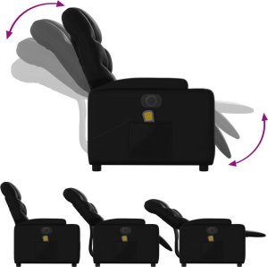 vidaXL Rozkładany fotel pionizujący z masażem, elektryczny, czarny 7