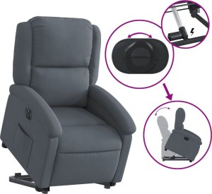 vidaXL Elektryczny, podnoszony fotel rozkładany, ciemnoszary, aksamit 11