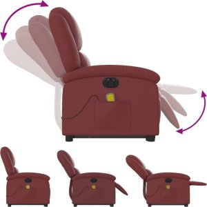 vidaXL Rozkładany fotel pionizujący z masażem, elektryczny, bordowy 7