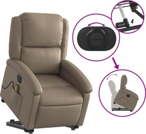 vidaXL Rozkładany fotel pionizujący z masażem, elektryczny, cappuccino 11