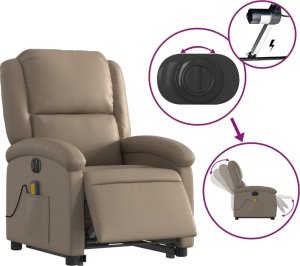 vidaXL Rozkładany fotel pionizujący z masażem, elektryczny, cappuccino 6