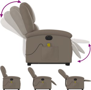 vidaXL Rozkładany fotel pionizujący z masażem, elektryczny, cappuccino 7