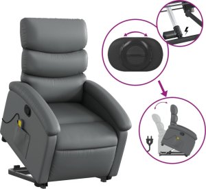 vidaXL Podnoszony fotel masujący, rozkładany, szary 5