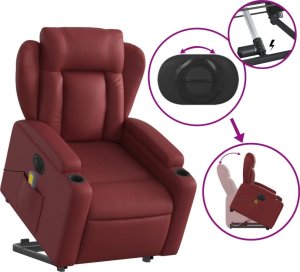 vidaXL Rozkładany fotel pionizujący z masażem, elektryczny, bordowy 11