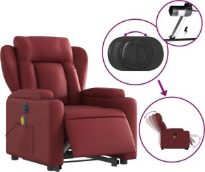 vidaXL Rozkładany fotel pionizujący z masażem, elektryczny, bordowy 6