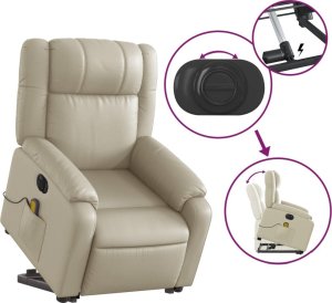 vidaXL Rozkładany fotel pionizujący z masażem, elektryczny, kremowy 11