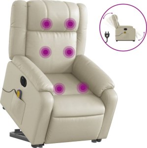 vidaXL Rozkładany fotel pionizujący z masażem, elektryczny, kremowy 2