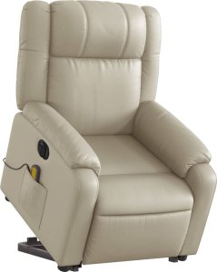 vidaXL Rozkładany fotel pionizujący z masażem, elektryczny, kremowy 3