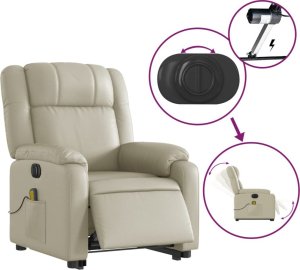 vidaXL Rozkładany fotel pionizujący z masażem, elektryczny, kremowy 6