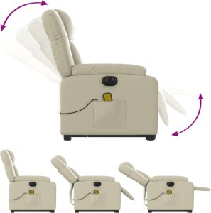 vidaXL Rozkładany fotel pionizujący z masażem, elektryczny, kremowy 7