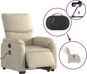 vidaXL Rozkładany fotel pionizujący z masażem, elektryczny, kremowy 5