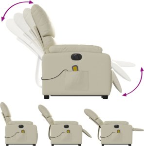 vidaXL Rozkładany fotel pionizujący z masażem, elektryczny, kremowy 6