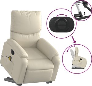 vidaXL Rozkładany fotel pionizujący z masażem, elektryczny, kremowy 10