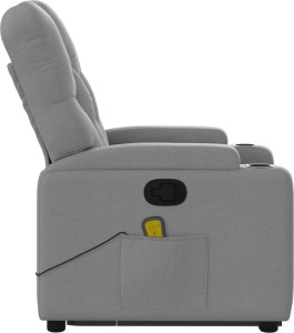 vidaXL Podnoszony fotel masujący, rozkładany, jasnoszary, tkanina 10