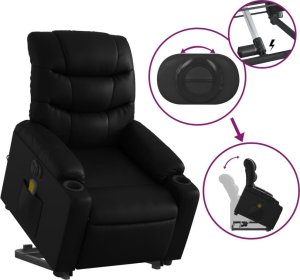 vidaXL Rozkładany fotel pionizujący z masażem, elektryczny, czarny 11