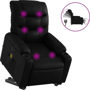 vidaXL Rozkładany fotel pionizujący z masażem, elektryczny, czarny 2