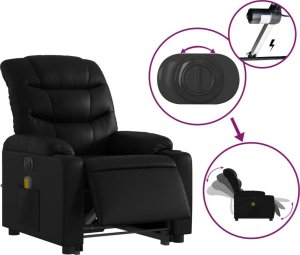 vidaXL Rozkładany fotel pionizujący z masażem, elektryczny, czarny 6