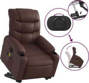 vidaXL Rozkładany fotel pionizujący z masażem, elektryczny, brązowy 11