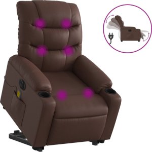 vidaXL Rozkładany fotel pionizujący z masażem, elektryczny, brązowy 2