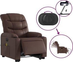vidaXL Rozkładany fotel pionizujący z masażem, elektryczny, brązowy 6