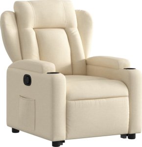 vidaXL Podnoszony fotel rozkładany, kremowy, obity tkaniną 4