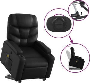 vidaXL Podnoszony fotel masujący, rozkładany, czarny 6