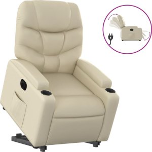 vidaXL Rozkładany fotel pionizujący, elektryczny, kremowy, ekoskóra 2