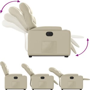 vidaXL Rozkładany fotel pionizujący, elektryczny, kremowy, ekoskóra 7