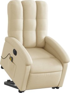 vidaXL Podnoszony fotel masujący, elektryczny, rozkładany, kremowy 3