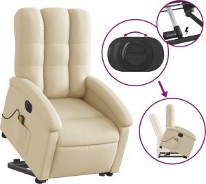 vidaXL Podnoszony fotel masujący, elektryczny, rozkładany, kremowy 6