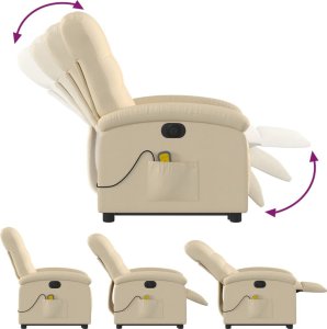 vidaXL Podnoszony fotel masujący, elektryczny, rozkładany, kremowy 7