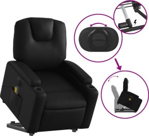 vidaXL Rozkładany fotel pionizujący z masażem, elektryczny, czarny 11