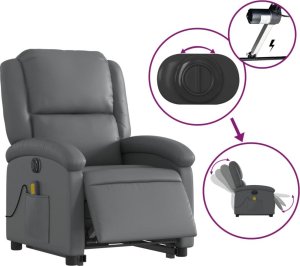 vidaXL Rozkładany fotel pionizujący z masażem, elektryczny, szary 6