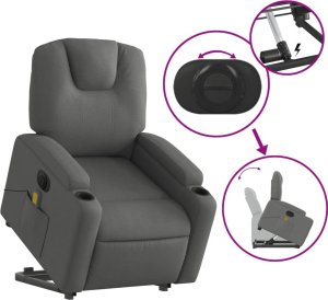 vidaXL Podnoszony fotel masujący, elektryczny, rozkładany, ciemnoszary 11