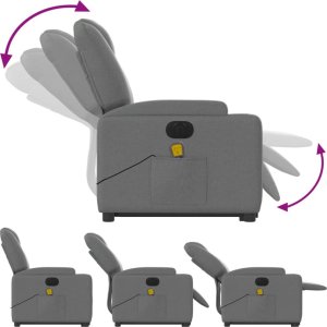 vidaXL Podnoszony fotel masujący, elektryczny, rozkładany, ciemnoszary 7