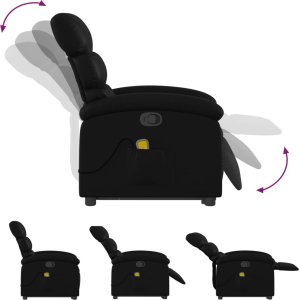 vidaXL Podnoszony fotel masujący, rozkładany, czarny 6
