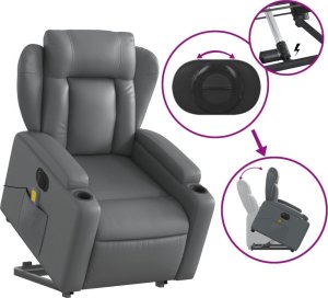 vidaXL Rozkładany fotel pionizujący z masażem, elektryczny, szary 11