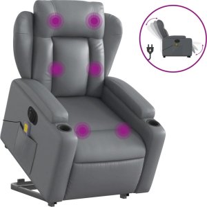 vidaXL Rozkładany fotel pionizujący z masażem, elektryczny, szary 2