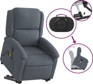 vidaXL Podnoszony fotel masujący, elektryczny, rozkładany, ciemnoszary 11
