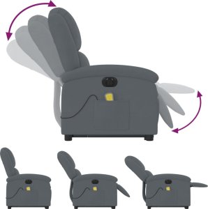 vidaXL Podnoszony fotel masujący, elektryczny, rozkładany, ciemnoszary 7