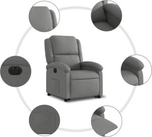 vidaXL Podnoszony fotel masujący, elektryczny, rozkładany, ciemnoszary 8