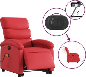 vidaXL Rozkładany fotel pionizujący z masażem, elektryczny, czerwony 5
