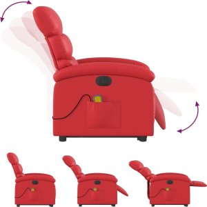 vidaXL Rozkładany fotel pionizujący z masażem, elektryczny, czerwony 6