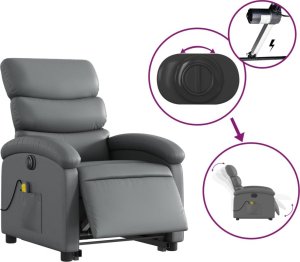 vidaXL Rozkładany fotel pionizujący z masażem, elektryczny, szary 5