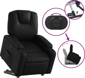 vidaXL Podnoszony fotel rozkładany, czarny, obity sztuczną skórą 6