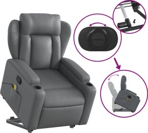 vidaXL Podnoszony fotel masujący, rozkładany, szary 6