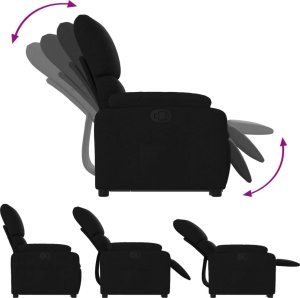 vidaXL Podnoszony fotel rozkładany, czarny, obity tkaniną 7