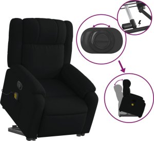 vidaXL Podnoszony fotel masujący, rozkładany, czarny, obity tkaniną 6